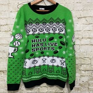 NEW Hulu Green Black Hulu Has Live Sports Pullover Sweater